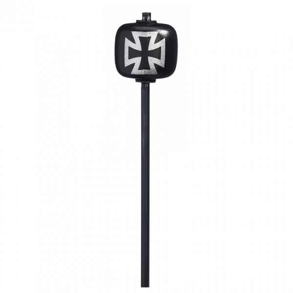 Danmar Black Wood Ball Bass Drum Beater, Silver Iron Cross