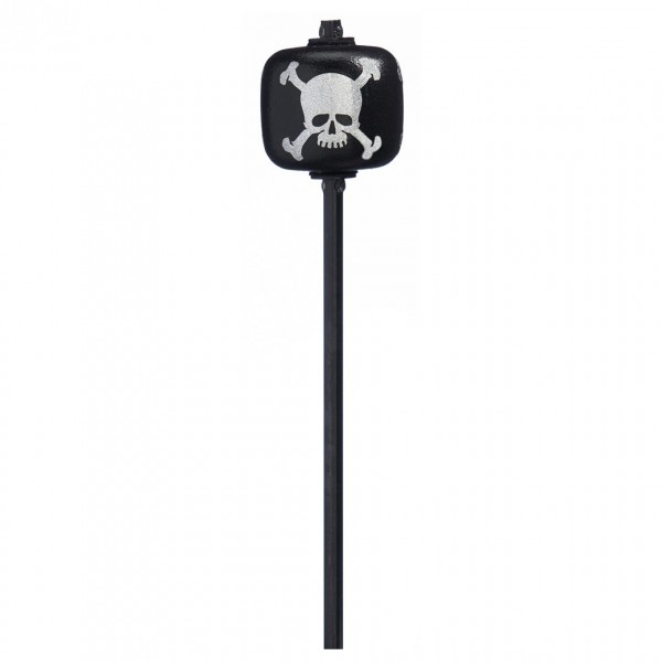 Danmar Black Wood Ball Bass Drum Beater Black Shaft, Silver Skull