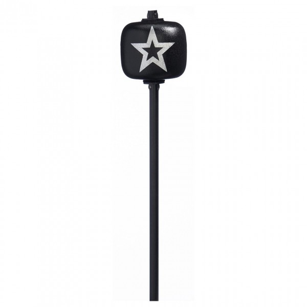 Danmar Black Wood Ball Bass Drum Beater Black Shaft, Silver Star