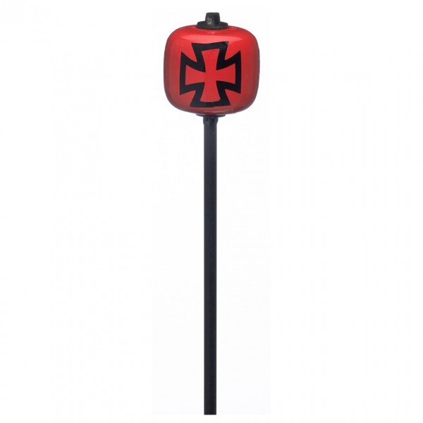 Danmar Red Wood Ball Bass Drum Beater Black Shaft, Black Iron Cross