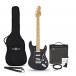 Guitare Électrique LA Select par Gear4music, Noir, Ampli Guitare de 15 W & Pack d'Accessoires