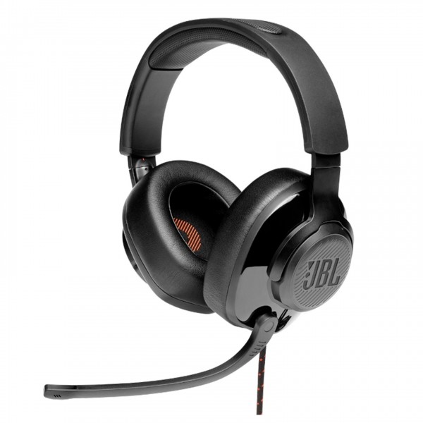 JBL Quantum 200 Wired Over-Ear Gaming Headset, Black Front View