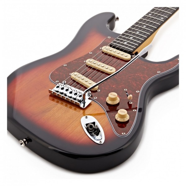 LA Select Electric Guitar Sunburst, 15W Guitar Amp & Accessory Pack