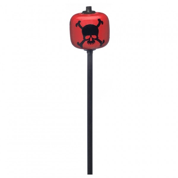 Danmar Red Wood Ball Bass Drum Beater Black Shaft, Black Skull