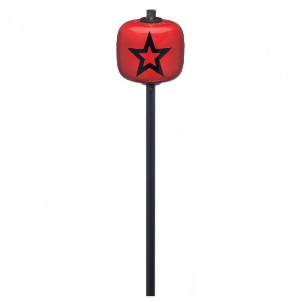 Danmar Red Wood Ball Bass Drum Beater Black Shaft, Black Star