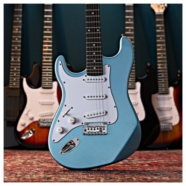 LA Select Electric Guitar Blue Metallic, 15W Guitar Amp & Accessory Pack
