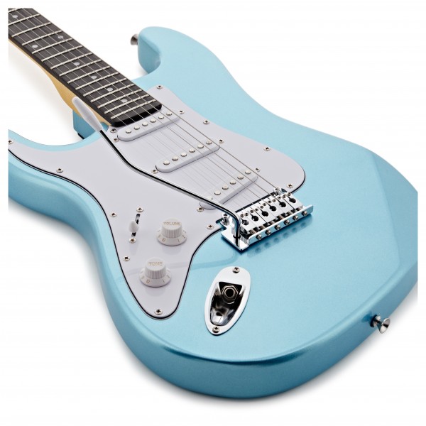LA Select Electric Guitar Blue Metallic, 15W Guitar Amp & Accessory Pack