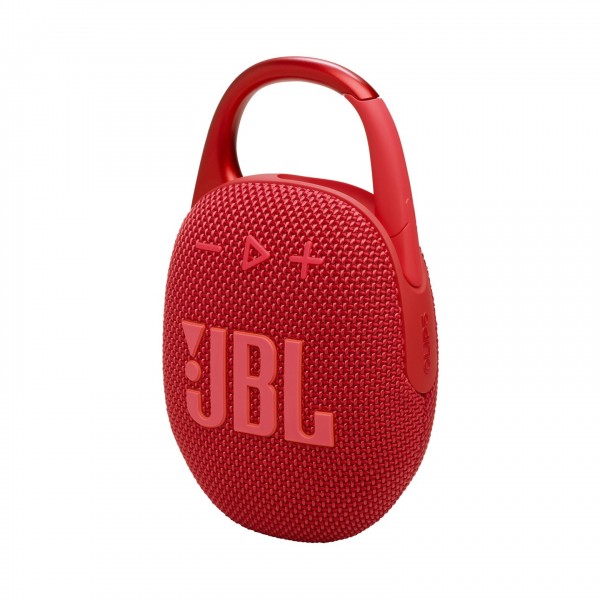 JBL Clip 5 Portable Bluetooth Speaker, Red - Angled