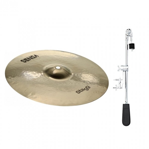 Stagg 10" Sensa Medium Splash Cymbal & Gear4music Deluxe Weighted Cymbal Arm