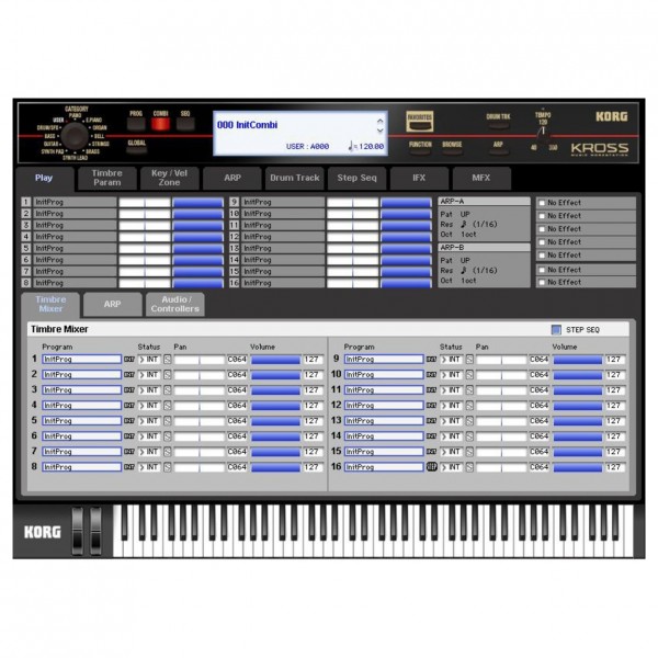 Korg Krome platinum 88 user interface