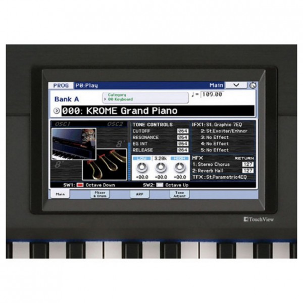 Korg Krome 88 workstation platinum screen