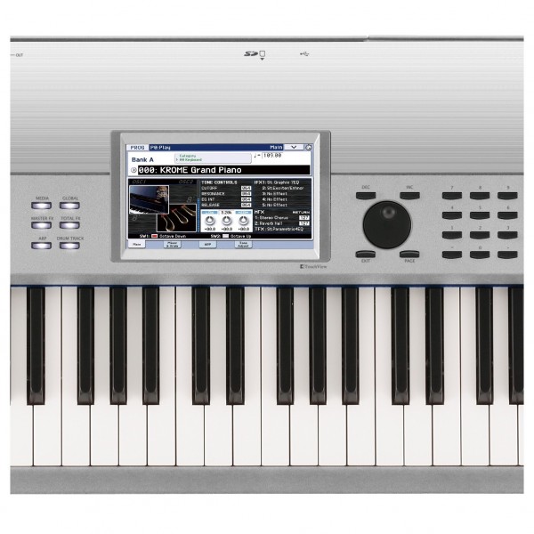 Korg Krome 88 platinum workstation screen close up