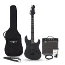 LA Select Modern Chitarra Elettrica Blackout, Pacchetto con Amplificatore per Chitarra da 15W e Accessori