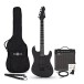 LA Select Modern E-Gitarre, Blackout, im Bundle mit 15-Watt-Verstärker und Zubehör