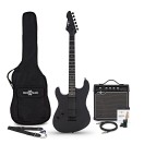 LA Select Modern Left Handed Electric Guitar Blackout, 15W Guitar Amp & Accessory Pack