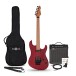 Guitare Électrique LA Select Modern par Gear4music Transparent Ruby Red,  Ampli de Guitare 15 W & Pack d'Accessoires