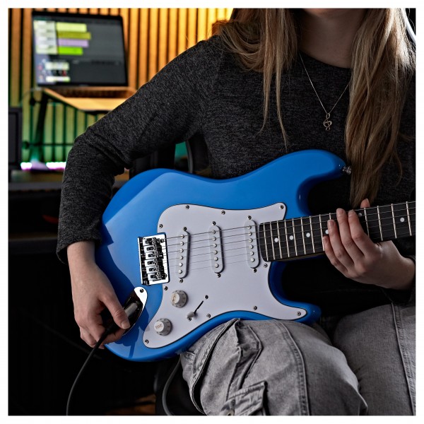 3/4 LA Electric Guitar Blue, Mini Guitar Amp Pack