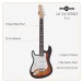 3/4 LA Left Handed Electric Guitar by Gear4music, Sunburst