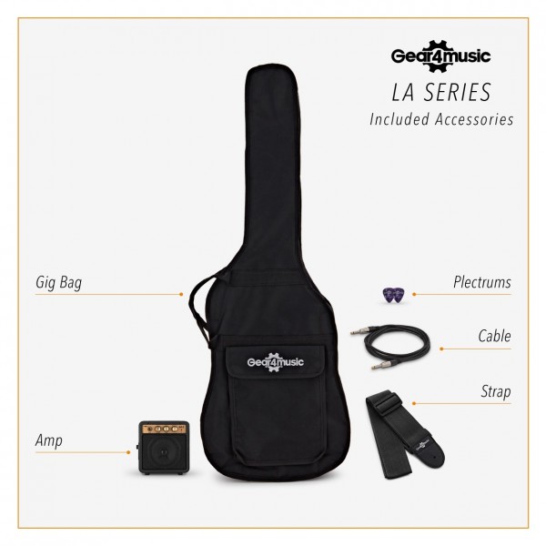 3/4 LA Left Handed Electric Guitar Sunburst, Mini Guitar Amp Pack