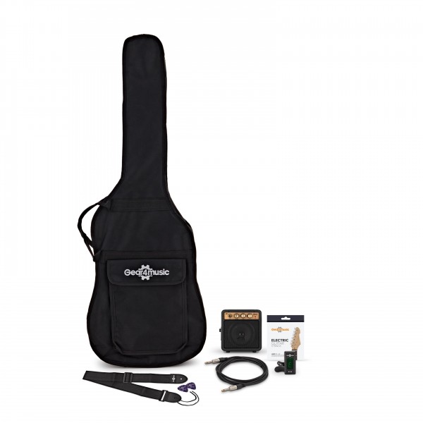 3/4 LA Left Handed Electric Guitar Sunburst, Mini Guitar Amp Pack