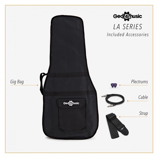 LA Double Neck Bass and Electric Guitar by Gear4music, Sunburst at