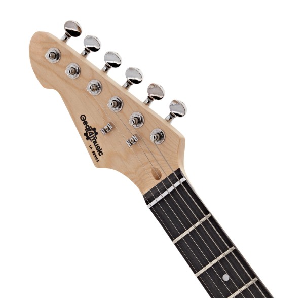 LA Left Handed Electric Guitar Black, 15W Guitar Amp & Ultimate Accessory Pack