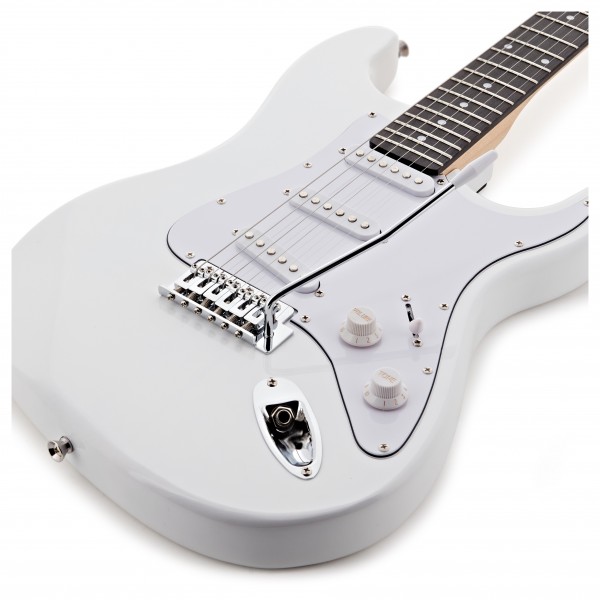 LA Electric Guitar White, 15W Guitar Amp & Ultimate Accessory Pack