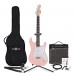 LA-E-Gitarre, Pink, Komplettpaket mit 15-Watt-Verstärker