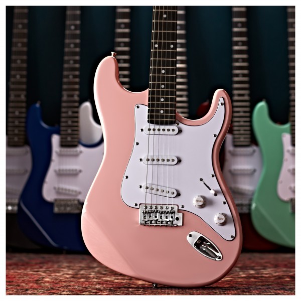 LA Electric Guitar Pink, 15W Guitar Amp & Ultimate Accessory Pack