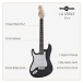 LA Left Handed Electric Guitar Black, 15W Guitar Amp & Ultimate Accessory Pack