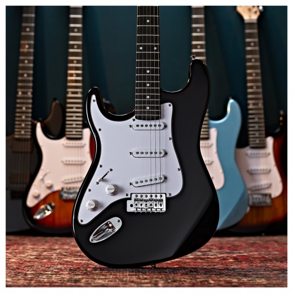 LA Left Handed Electric Guitar by Gear4music, Black