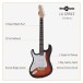 LA Left Handed Electric Guitar by Gear4music, Sunburst