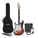 LA Venstrehendt Elektrisk Gitar Sunburst, 10W Gitarforsterker & Tilbeh&oslash;rspakke