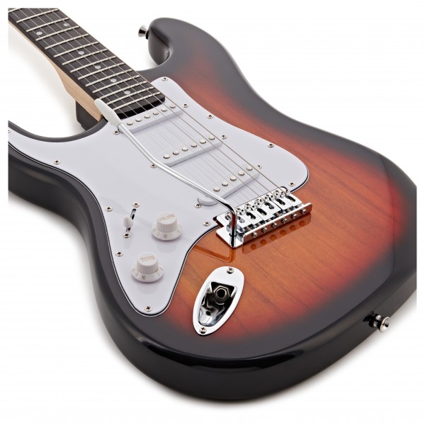 LA Left Handed Electric Guitar Sunburst, 10W Guitar Amp & Accessory Pack