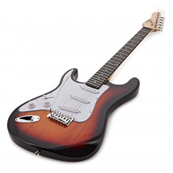 LA Left Handed Electric Guitar Sunburst, 10W Guitar Amp & Accessory Pack