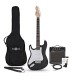 LA Left Handed Electric Guitar Black, 10W Guitar Amp & Accessory Pack