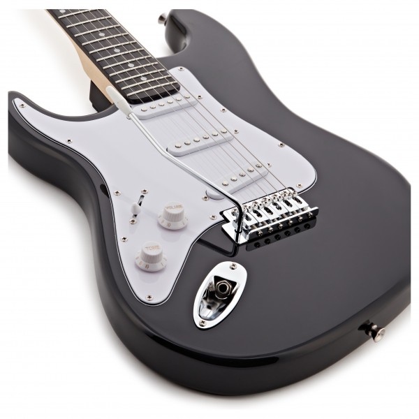 LA Left Handed Electric Guitar Black, 10W Guitar Amp & Accessory Pack