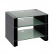 Blok STAX 450 Hi-Fi and Vinyl Rack, Black Gloss and Etched Glass Front View