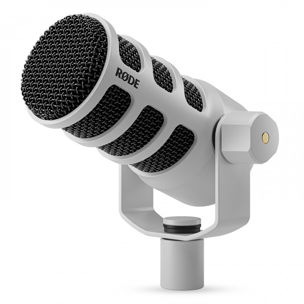 Podmic Dynamic Podcast Microphone, White - Angled