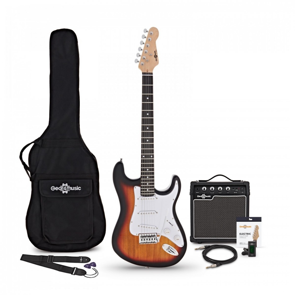Gear4music LA EGitarre Erwachsene Anfänger Set mit Verstärker 10W Sunburst Gear4music
