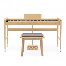 Keynote Piano Num&eacute;rique Contemporain avec Bluetooth par Gear4music, Light Oak et Tabouret