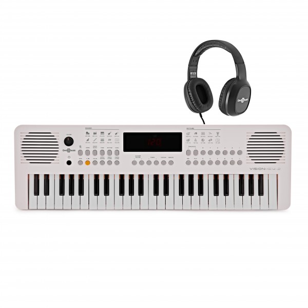 VISIONKEY-2 49 Key Portable Mini Keyboard White, Headphones Pack