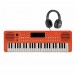 VISIONKEY-2 Tragbares Keyboard mit 49 Tasten, Orange, Bundle mit Kopfhörer