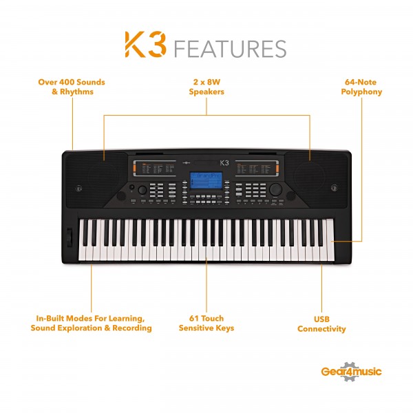 K3 61-Note Keyboard by Gear4music