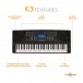 K3 61-Note Keyboard by Gear4music, Headphone Pack