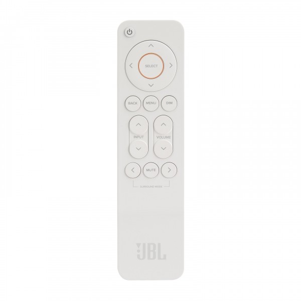JBL MA710HP 7.2 Channel 8K High Performance AV Receiver, White - Remote control
