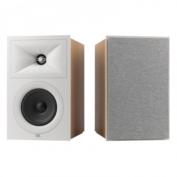 JBL Stage 250B Bookshelf Speakers (Pair), White Front View