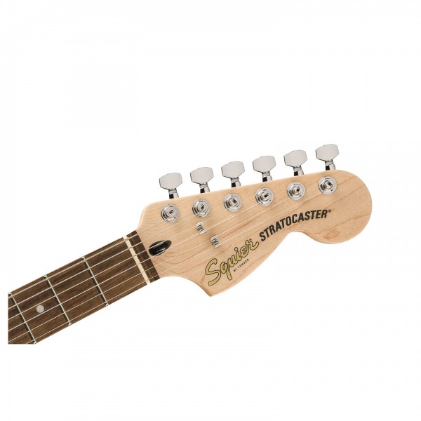 Squier Affinity Series Stratocaster Junior HSS, Laurel Fingerboard, 3-Color Sunburst - Headstock, Front