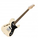 Squier Affinity Series Telecaster Thinline, Laurb&aelig;r Gripebrett, Svart Plekterbrett, Olympic White