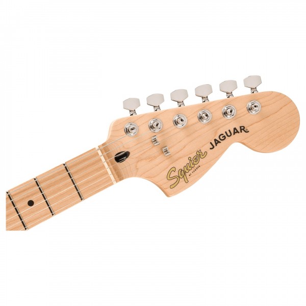 Squier Affinity Series Jaguar, Maple Fingerboard, White Pickguard, Mystic Metallic Brown - Headstock, Front